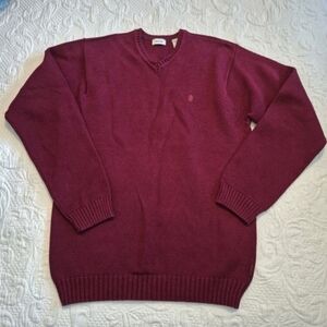 IZOD Men's Medium v neck pullover long sleeve sweater burgundy VGUC
